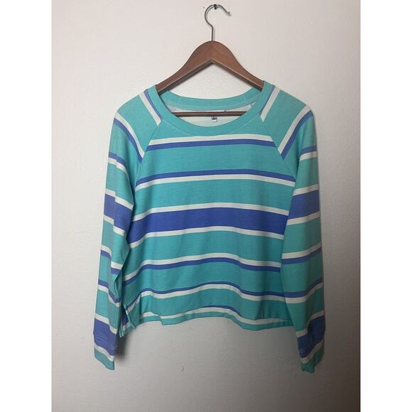 Wildfox Blue Striped Sweatshirt & Short Lounge Set Women’s Size Large - Picture 3 of 10